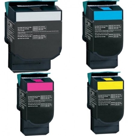 Toner équivalent à Lexmark 802H Pack de 4 4 Couleurs