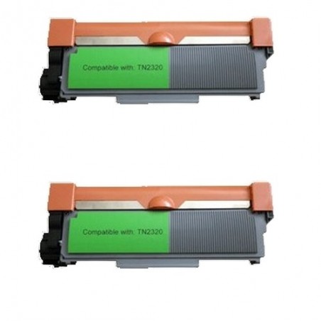 Toner équivalent à Brother TN2320 Pack de 2 Noir