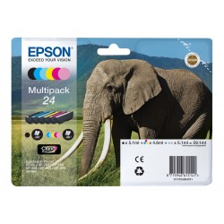 Epson T24 Elephant - Pack de 6 - noire, cyan, cyan clair, magenta, magenta clair, jaune - original - cartouche d'encre