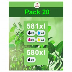 Pack de 20 Canon PGI-580XXL CLI-581XXL cartouches d'encre compatibles