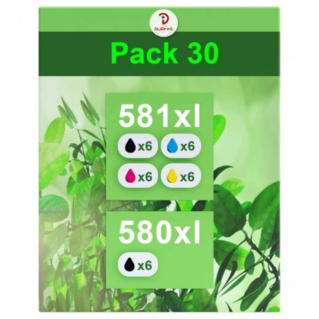 Pack de 30 Canon PGI-580XXL CLI-581XXL cartouches d'encre compatibles