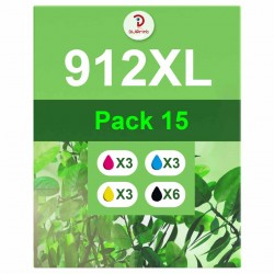 Pack de 15 HP 912XL cartouches d'encre compatibles