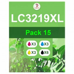 Pack de 15 Brother LC3219XL cartouches d'encre compatibles