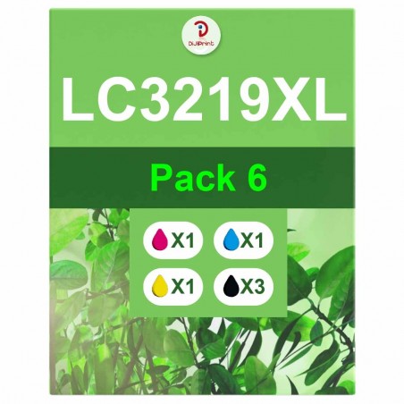 Pack de 6 Brother LC3219XL cartouches d'encre compatibles