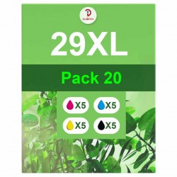 Pack de 20 cartouches compatibles 29XL Epson 5 noirs, 5 cyan, 5 magenta, 5 jaune