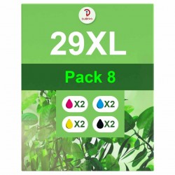Pack de 8 cartouches compatibles 29XL Epson 2 noirs, 2 cyan, 2 magenta, 2 jaune