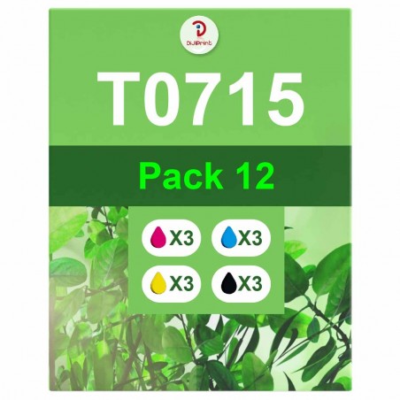 Pack de 12 cartouches compatibles T0715 Epson COLOR