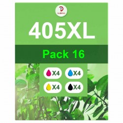 Pack de 16 cartouches compatibles 405XL Epson 4 noirs, 4 cyan, 4 magenta, 4 jaune