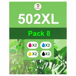 Pack de 8 cartouches compatibles 502XL Epson 2 noirs, 2 cyan, 2 magenta, 2 jaune