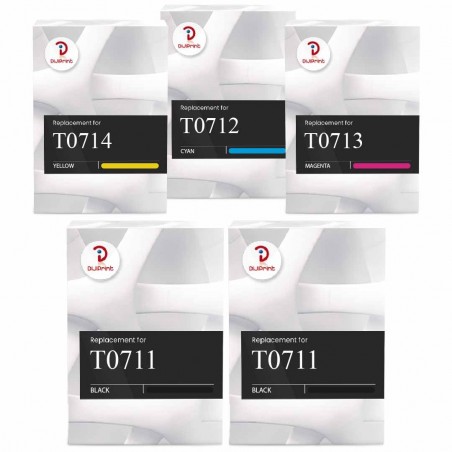 Compatible EPSON T0715 Guépard Multipack 5 cartouches Noir, Jaune, Cyan, Magenta