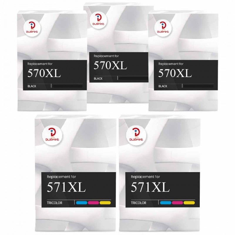 Cartouche compatible Canon CLI-571XL/PGI-570XL - pack de 5 - noir x2, cyan,  magenta, jaune - ink