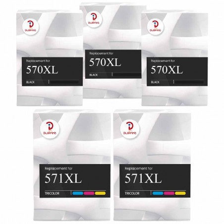 Compatible CANON PGI-570XL CLI-571XL Multipack 5 cartouches Noir, Jaune, Cyan, Magenta