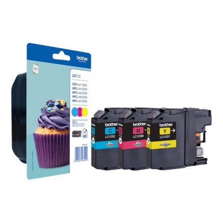 Brother LC123 - Pack de 3 - cyan, magenta, jaune - original - cartouche d'encre